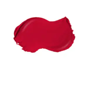 A smear of vibrant red lipstick from Margarita Cosmetics with a smooth texture and slightly uneven edges on a white background.