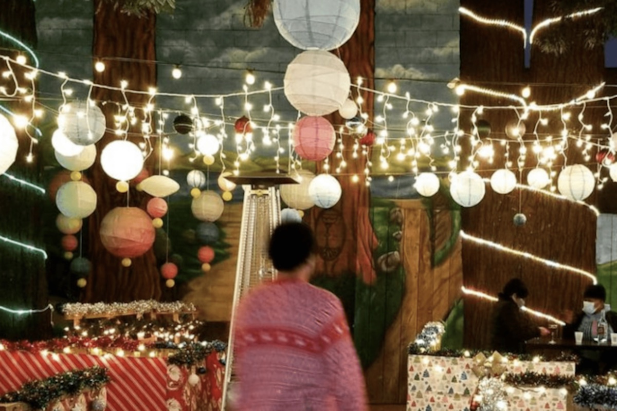 Oakland's Double Standard Wine Bar features paper lantern decor