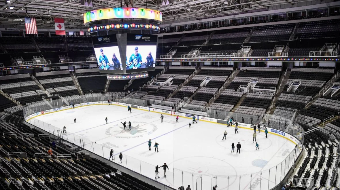 The San Jose Sharks play hockey at SAP Center