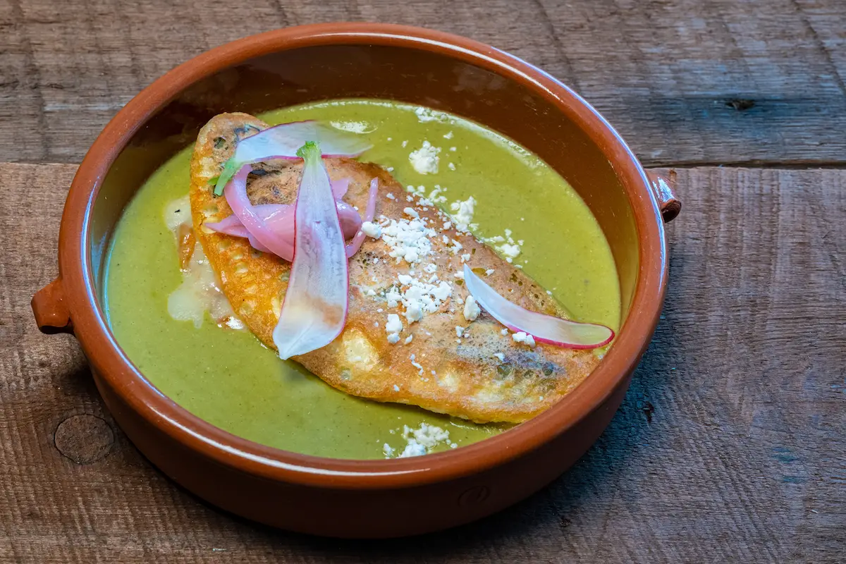 Chile Verde fish from Smiley's Saloon in Bolinas, California