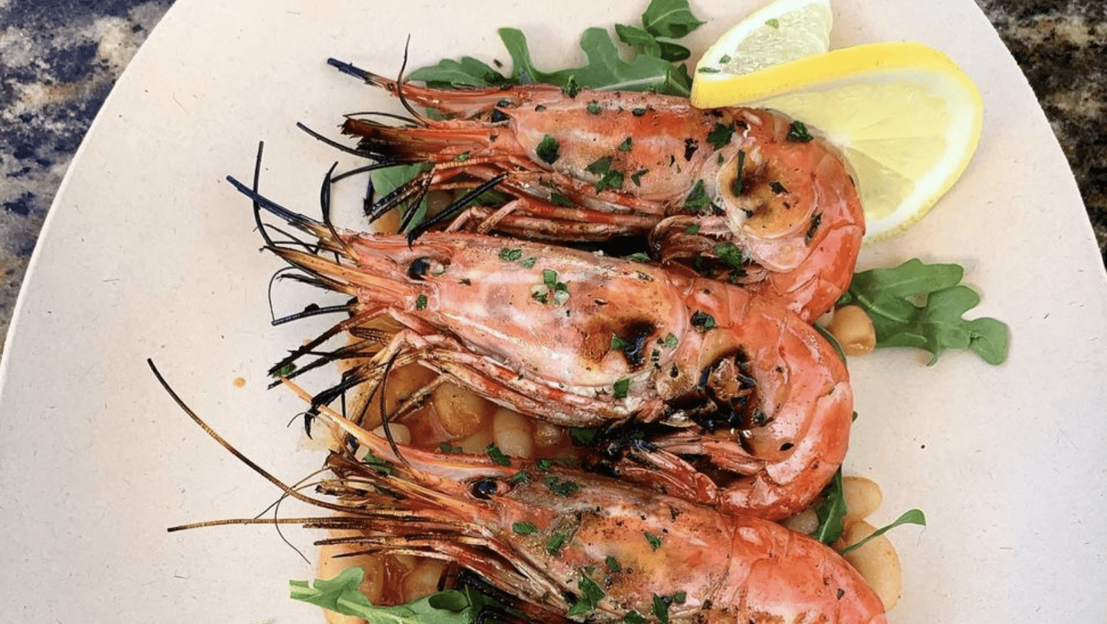 Shrimp at La Balena restaurant for dinner in Monterey