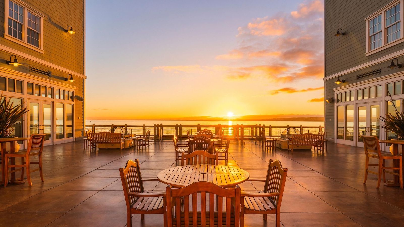 Outdoor patio overlooking ocean at Intercontinental's Clement Monterey in Monterey, California.