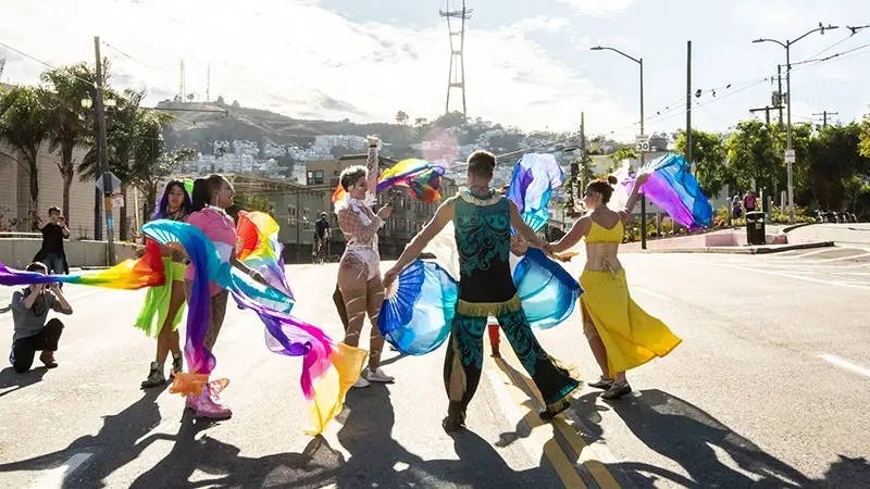 Dancers in San Francisco's Castro neighborhood for Castro Street Fair