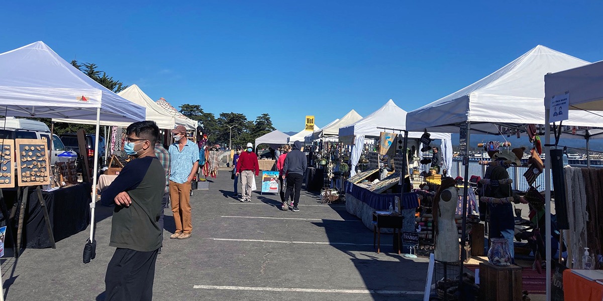 Stalls set up for Central Coast's Monterey Outdoor Market