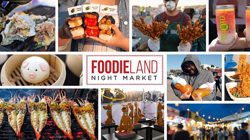 Collage of food for FoodieLand's San Jose Night Market.