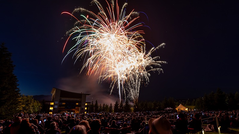 Fireworks at Night over Green Music Center in Sonoma County California