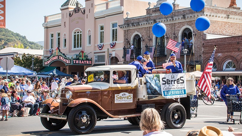Old blueberry truck in Sonoma County's Independence Day Parade.