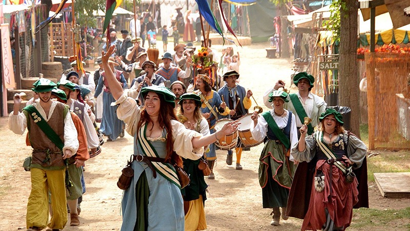Group of people in costume at Northern California Renaissance Faire in Monterey, California.