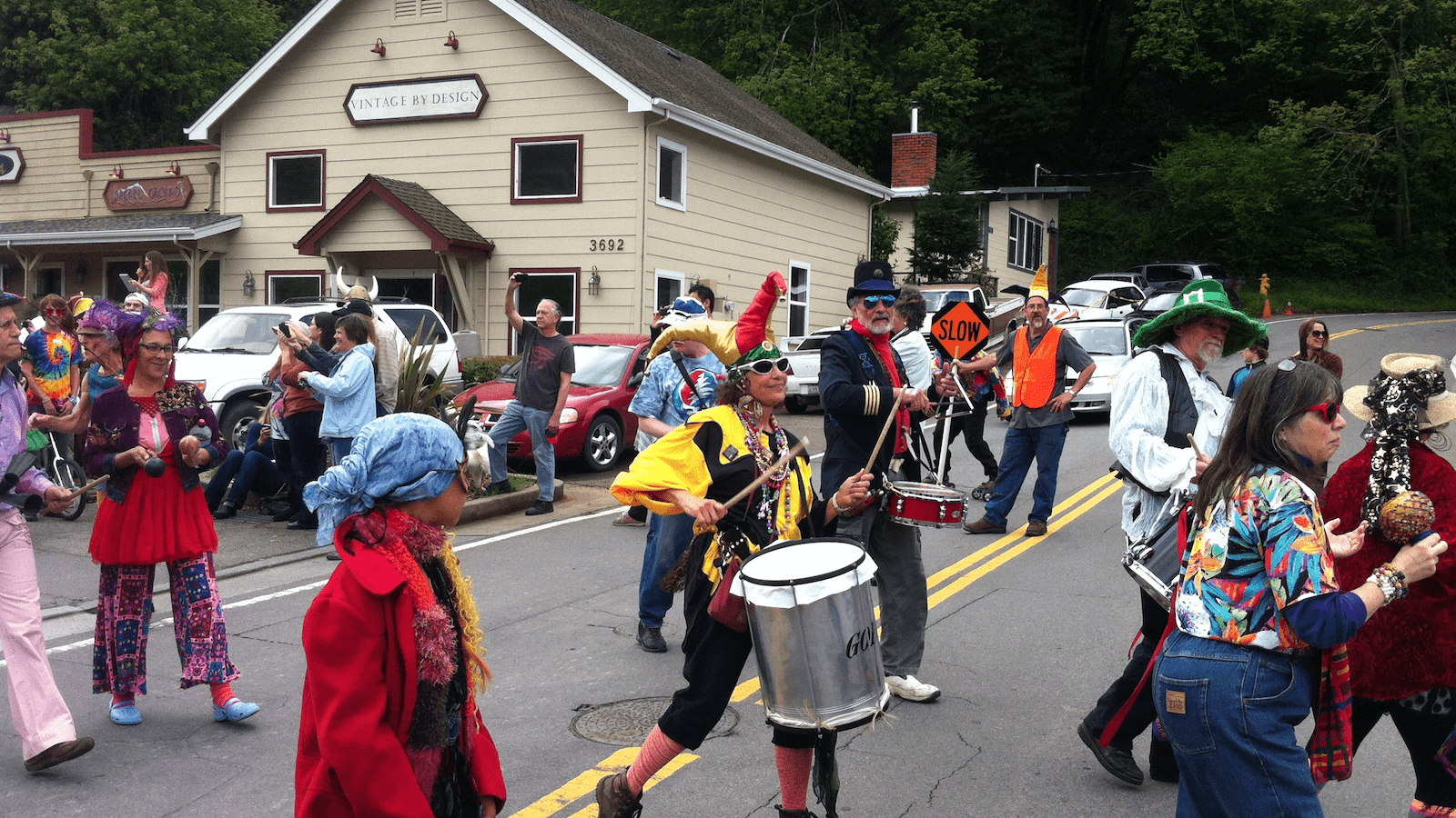 Drummers at Fool's Parade in Occidental, Sonoma County