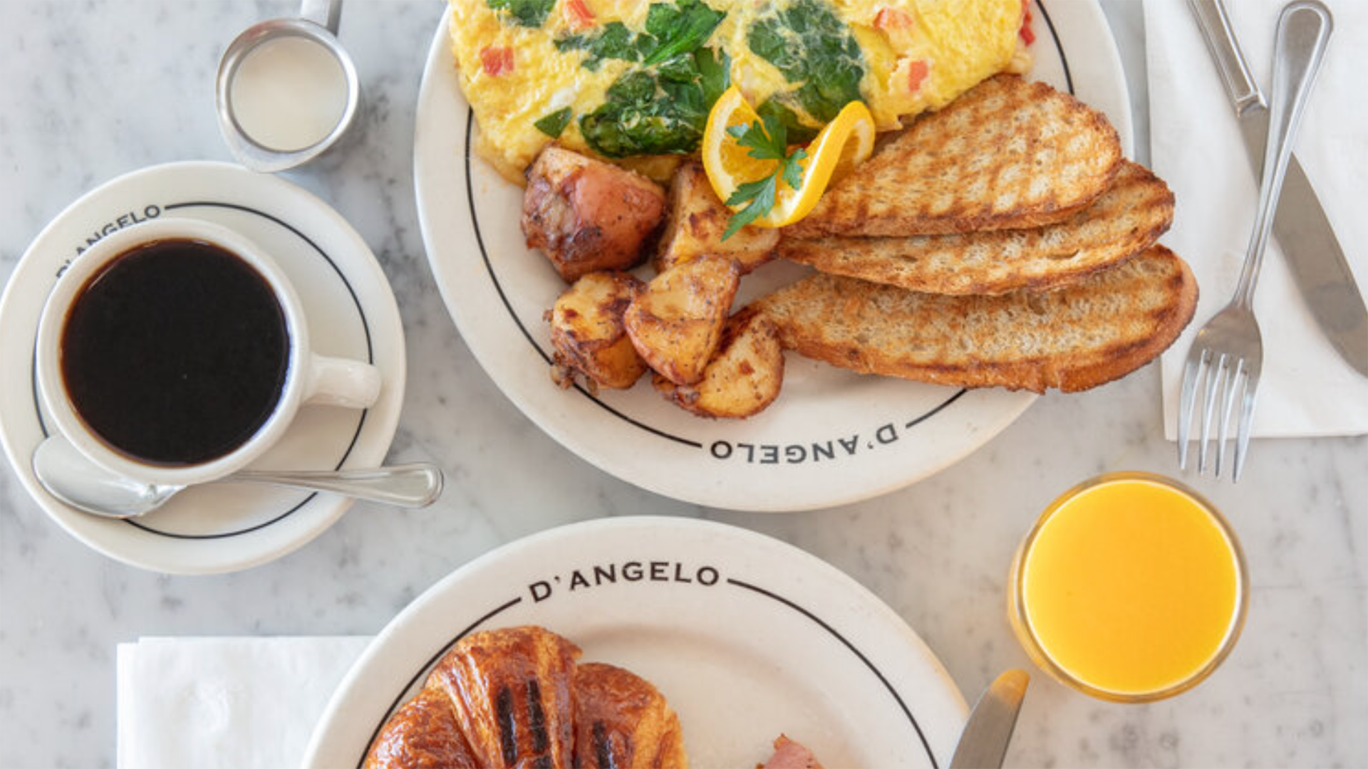 Eggs, toast, potatoes and coffee from D'Angelo Bakery's breakfast service