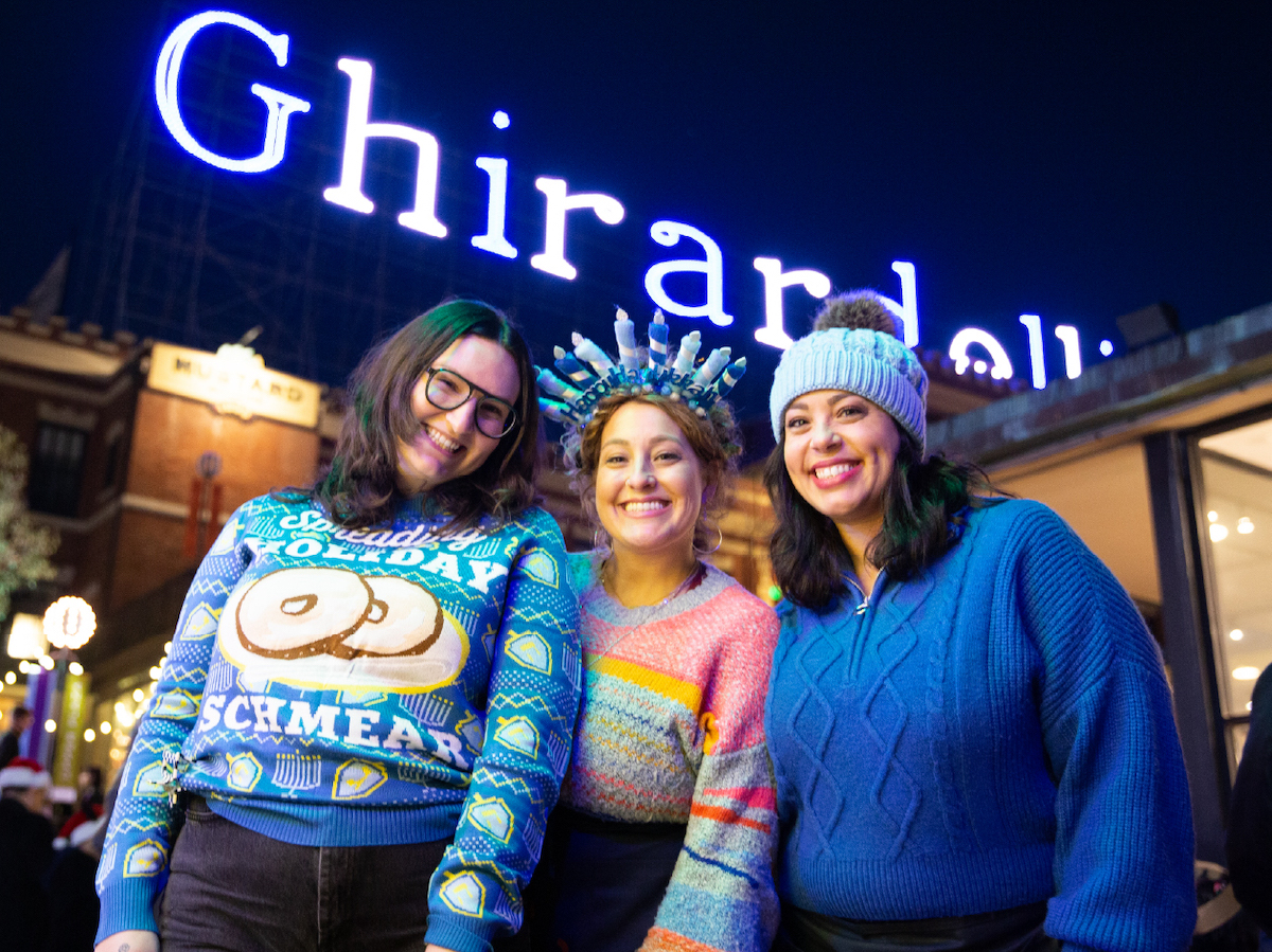 Attendees dressed in blue for Glowing Hanukkah event