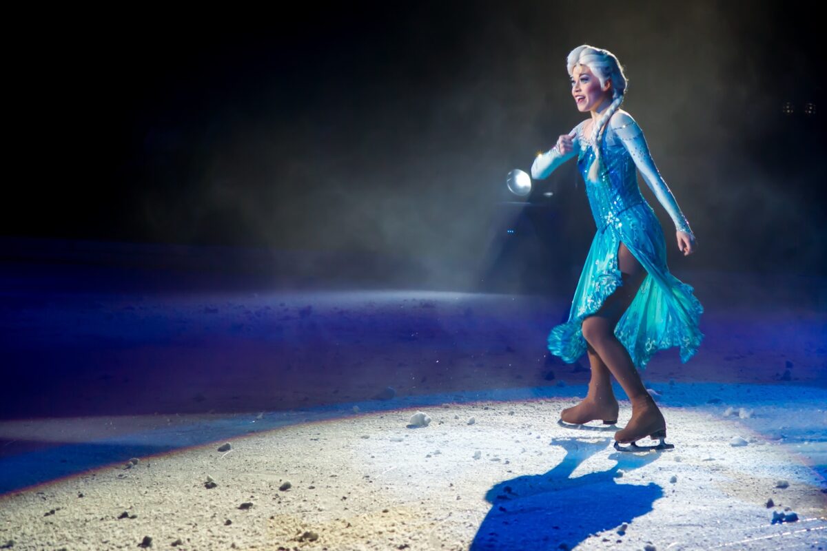 Elsa on ice skates at Disney on ice, coming to San Jose