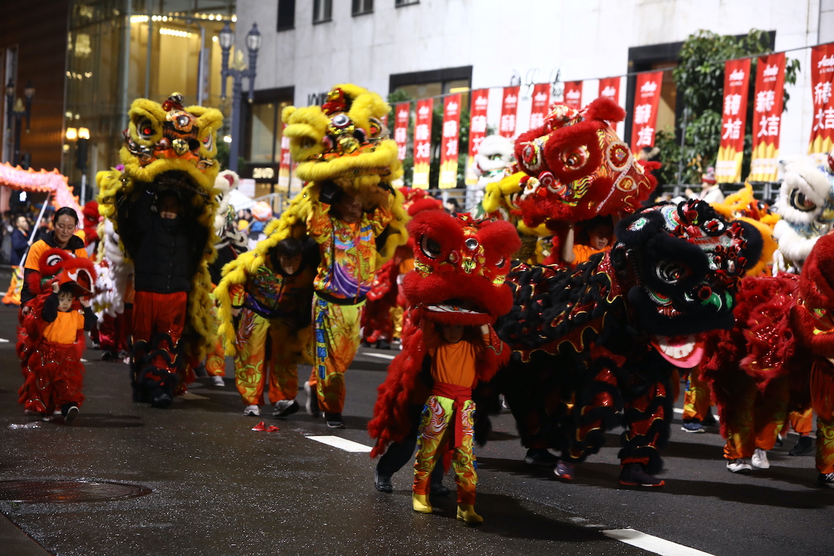 Lion Dancers parade at San Francisco Chinese New Year Parade