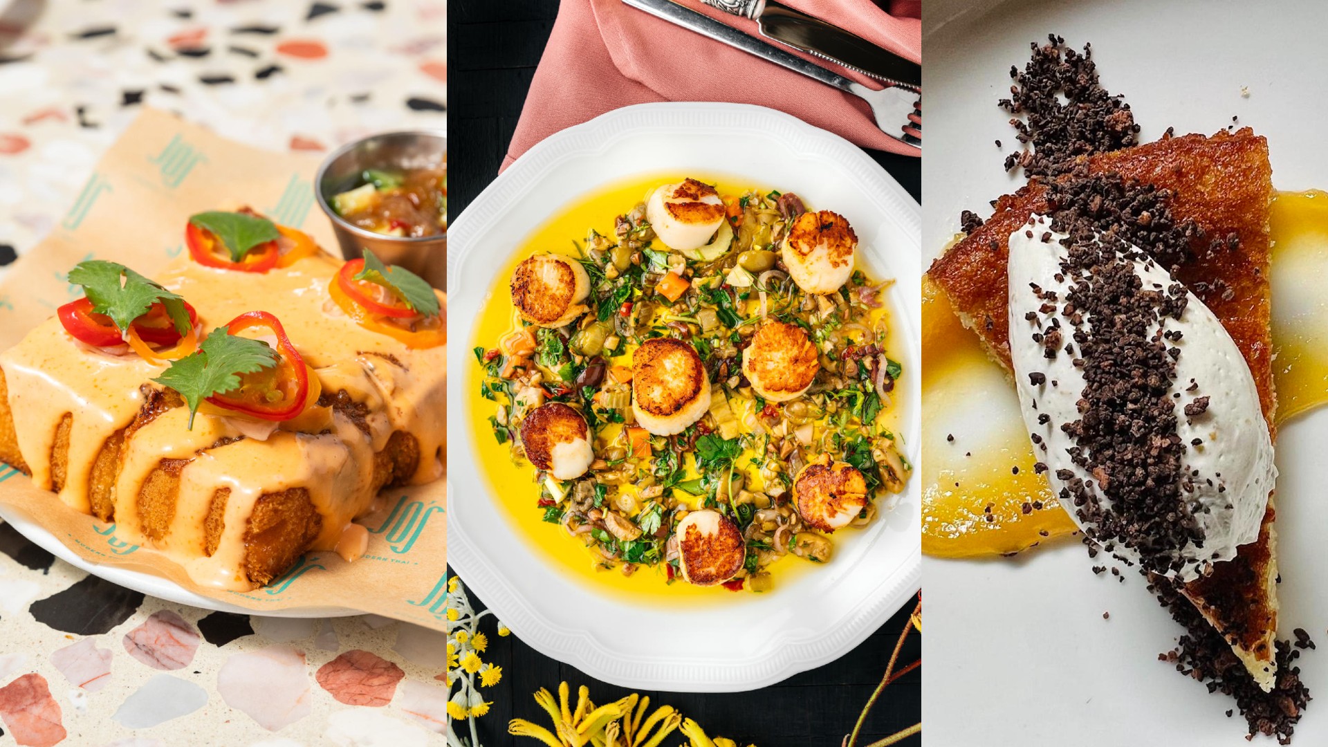 Collage of dishes by Oakland Michelin-rated restaurants