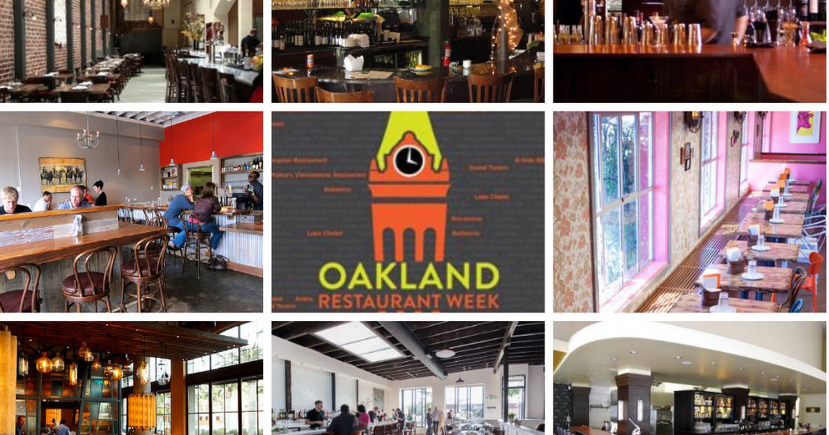 Collage of Oakland restaurants for Oakland restaurant week.