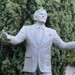 Tony Bennett statue in front of the Fairmont Hotel in San Francisco, California.