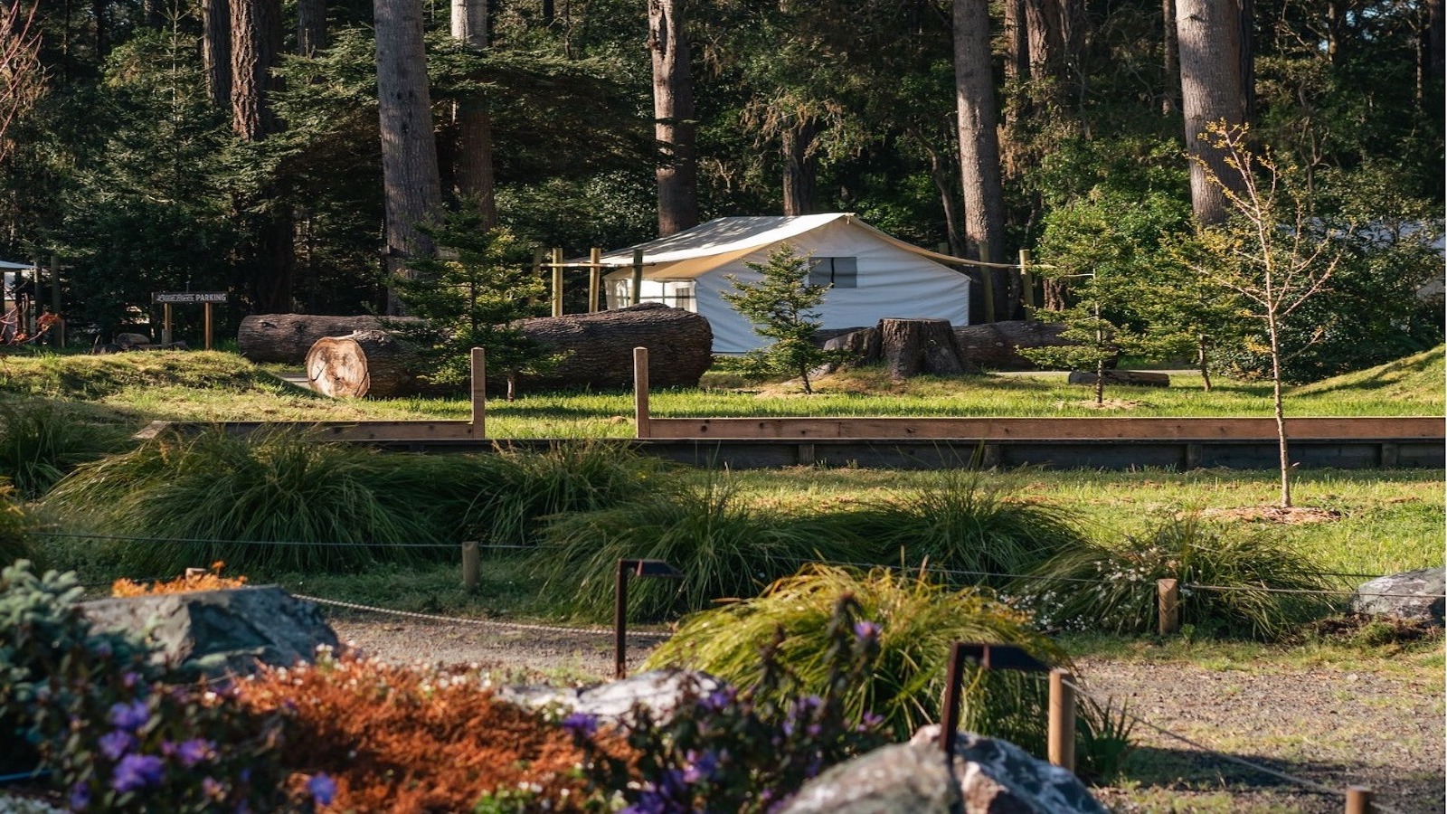 View of one of the tents at Mendocino Grove.