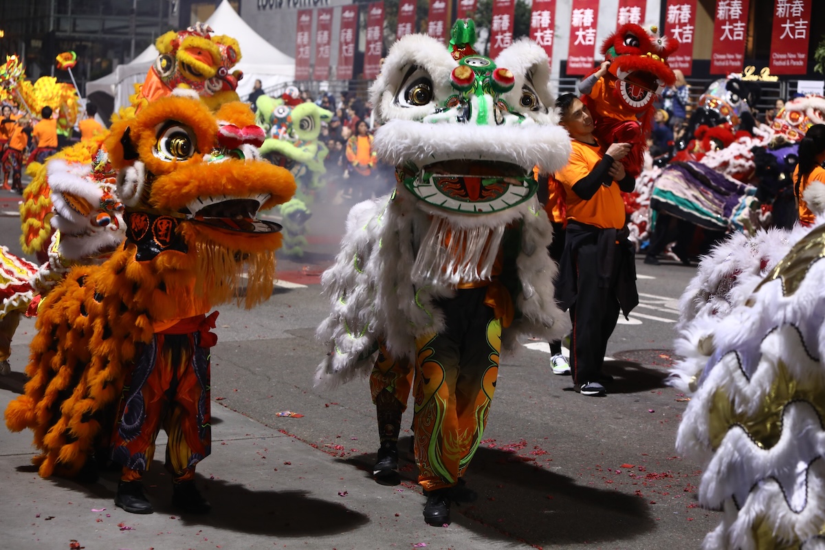 Lion dancers in the San Francisco Chinese New Year Parade