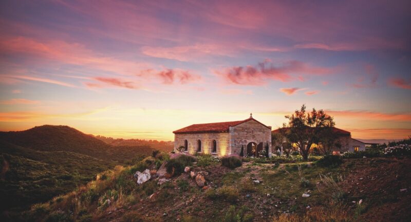 Cal a Vie Wellness Chapel sunset