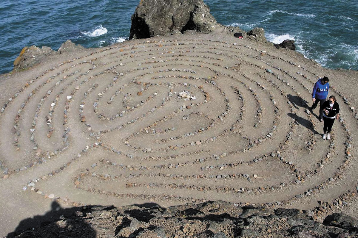 Labyrinth on a sandy beach