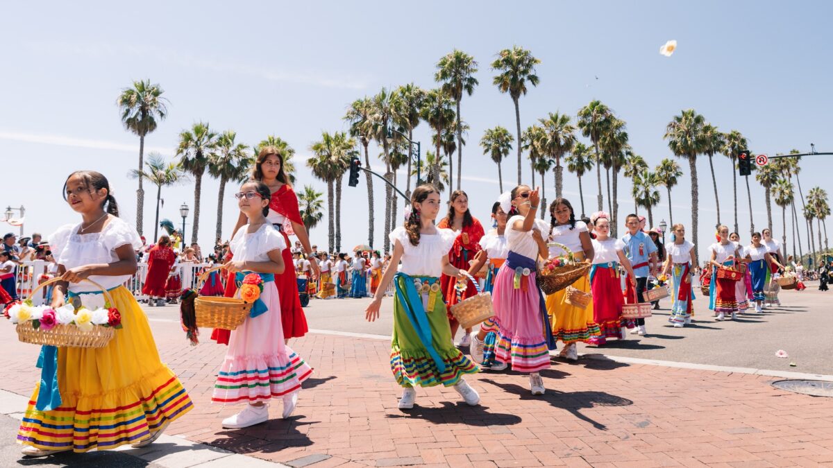 Santa Barbara Fiesta Ninos de las Flores in parade