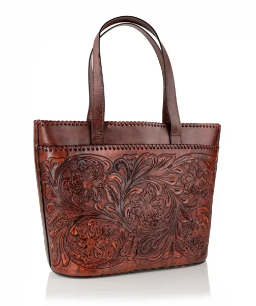 Hand-Tooled Leather Tote Bag, San Rafael, Handmade in Marin